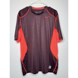 Nike Pro Combat Fitted Men's L Maroon with Pink Mesh Dri-Fit T-Shirt 449841-634